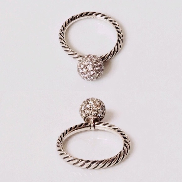 David Yurman 8mm Pave Diamond Elements Stack Ring - Picture 4 of 8